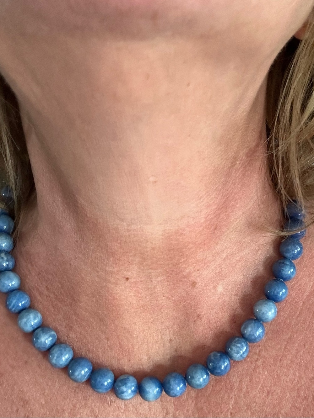 Vintage BLUE LAPIS NATURALBlue Beaded Necklace - Classic Round Beads